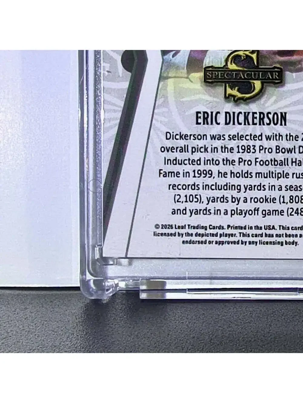 Eric Dickerson 2026 Leaf Spectacular NFL #34 Card Pro Bowl LA Rams SSP 5/6